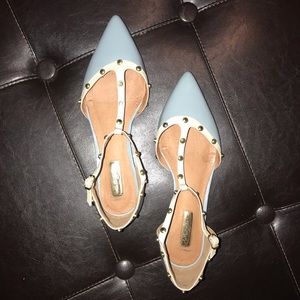 Halogen Olson Studded T-Strap Pale Blue flats